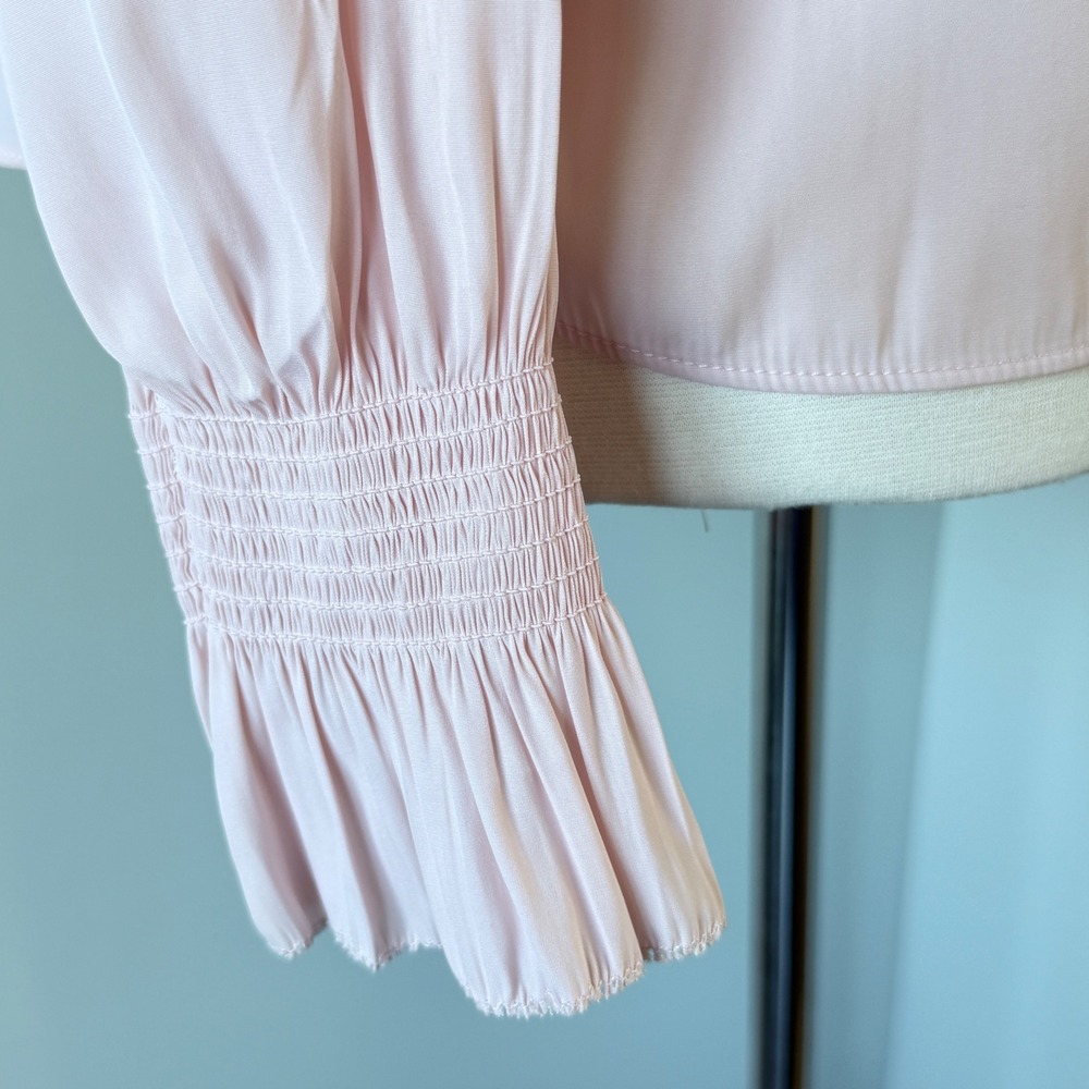 Philosophy Ruffled Neck Blouse Long Sleeve Blush Pink XS - Picture 10 of 10